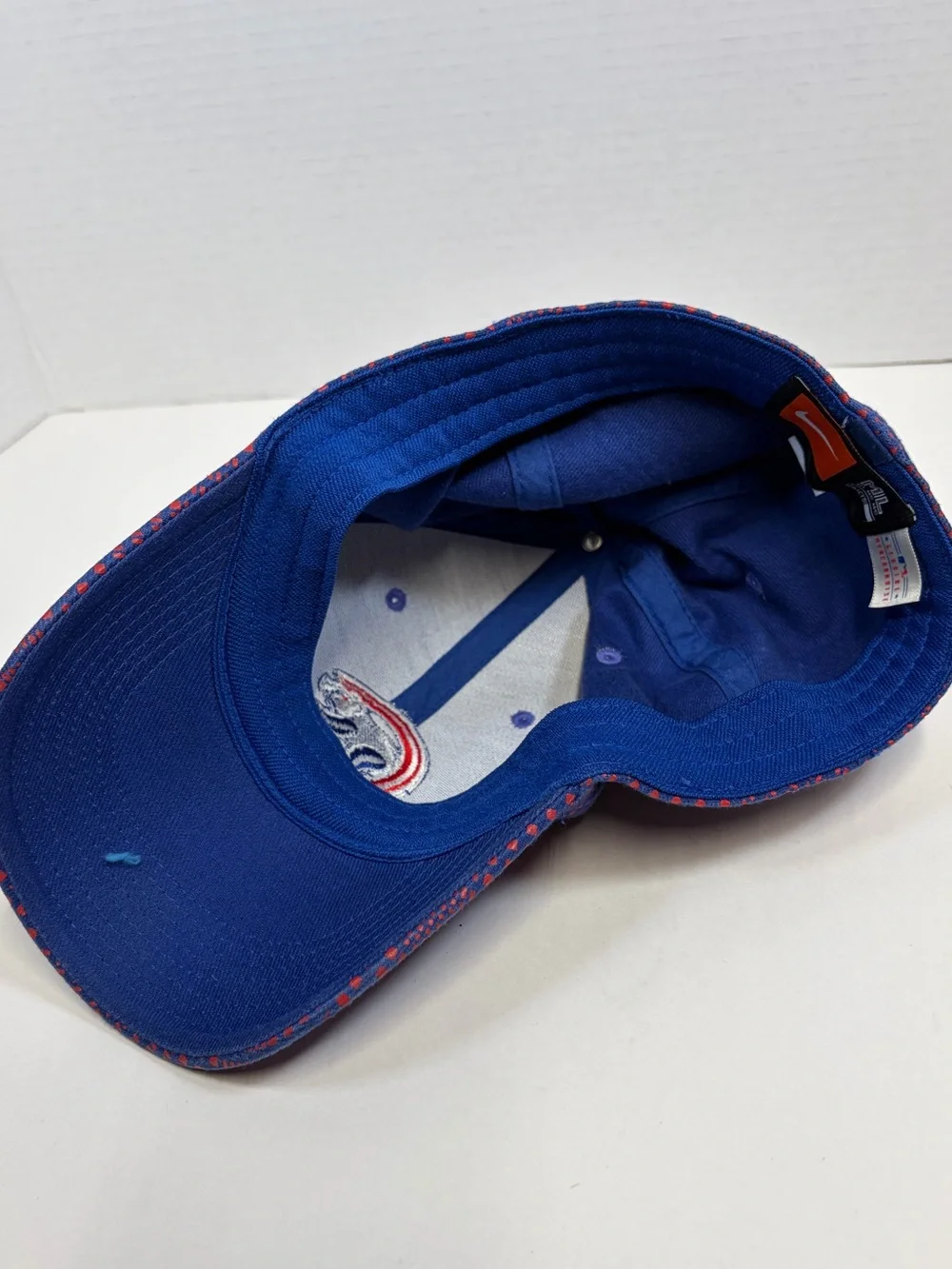 Nike Blue and Red Patterned Baseball Cap with Embroidered Logo